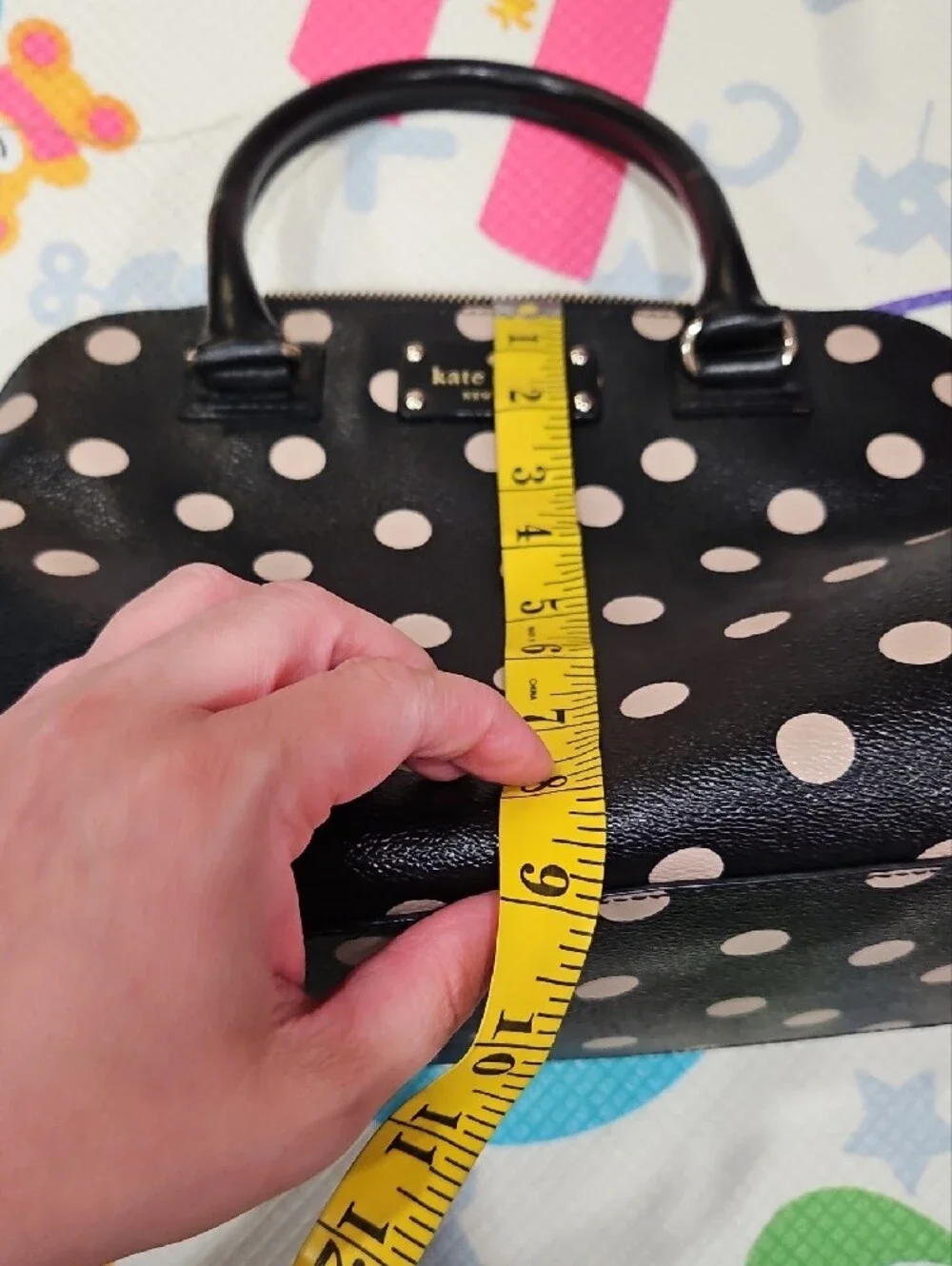 kate spade Black Polka Dot Dome Satchel with Cream Dots